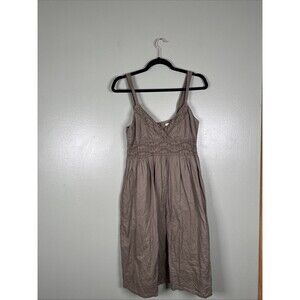 VINCE Cotton Dark Beige Party Beach Sleeveless Cotton Sundress Women's size 2‎